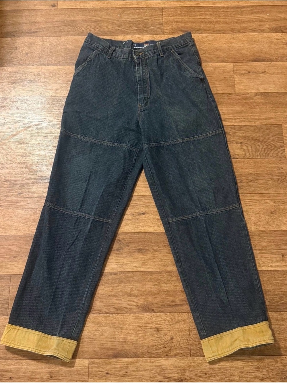 Y2K Empire Dark Indigo Straight Men’s Jeans with Contrast Cuffs